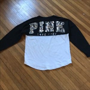 Pink VS Black and White Sequins Sweatshirt